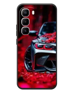 Чехол для Infinix Hot 60 Pro Plus с картинкой «Спортивная BMW и цветы»