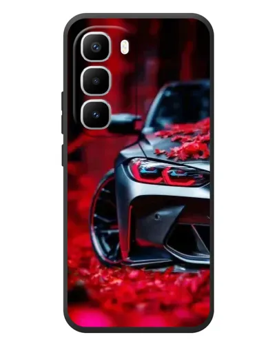 Чехол для Infinix Hot 60 Pro Plus с картинкой «Спортивная BMW и цветы»