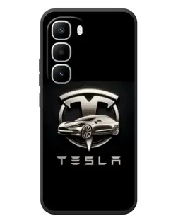 Чехол для Infinix Hot 60 Pro Plus с картинкой «Tesla — серебристое авто»