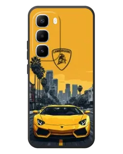 Чехол для Infinix Hot 60 Pro Plus с картинкой «Желтый Lamborghini город»