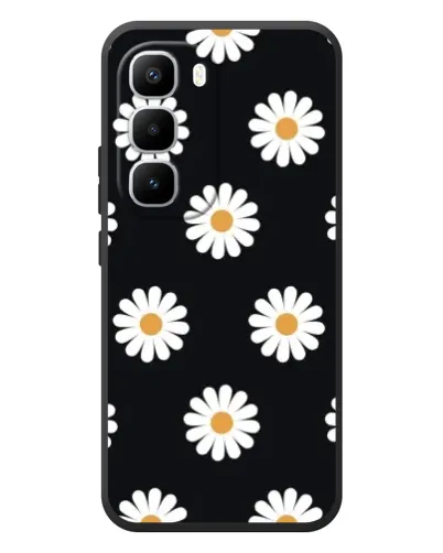 Чехол для Infinix Hot 60 Pro Plus с картинкой «Ромашки на черном»