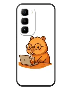 Чехол для Infinix Hot 60 Pro Plus с картинкой «Капибара с ноутбуком»
