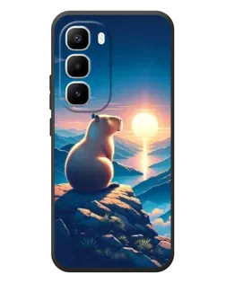 Чехол для Infinix Hot 60 Pro Plus с картинкой «Закат солнца с капибарой»