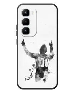 Чехол для Infinix Hot 60 Pro Plus с картинкой «Черно-белый силуэт Месси»