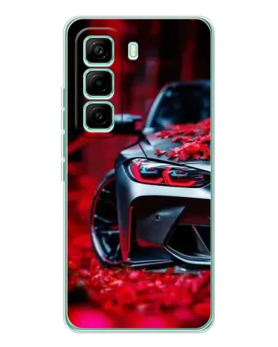 Чехол для Infinix Hot 60 Pro с картинкой «Спортивная BMW и цветы»