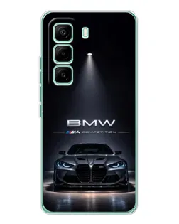 Чехол для Infinix Hot 60 Pro с картинкой «BMW сквозь ночной город»