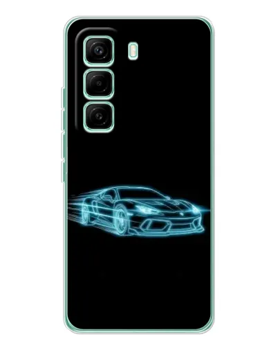 Чехол для Infinix Hot 60 Pro с картинкой «Неоновый контур Lamborghini»
