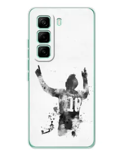 Чохол для Infinix Hot 60 Pro з картинкою «Чорно-білий силует Мессі»