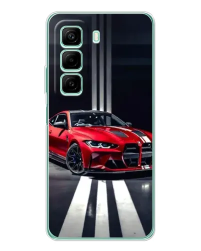 Чехол для Infinix Hot 60 с картинкой «Красная BMW на дороге»