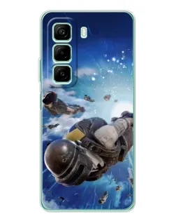 Чехол для Infinix Hot 60 с картинкой «Десант PUBG — прыжок»