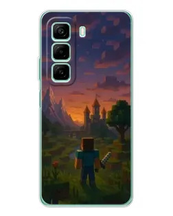 Чехол для Infinix Hot 60 с картинкой «Стив у башни»