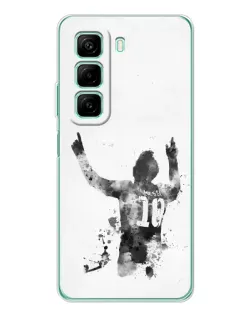 Чехол для Infinix Hot 60 с картинкой «Черно-белый силуэт Месси»