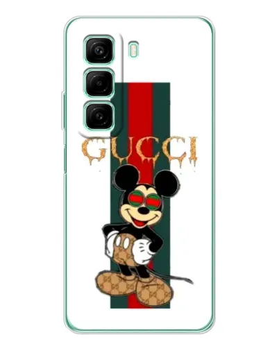 Чехол для Infinix Hot 60i с картинкой «Микки Маус Gucci — полосы» Чехол для Infinix Hot 60i с картинкой «Микки Маус Gucci — полосы»