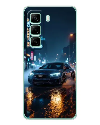 Чехол для Infinix Hot 60i с картинкой «Ночной город и Audi»