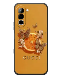 Чехол для Infinix Hot 70 с картинкой «Gucci — золотые бабочки»
