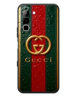 Чехол для Infinix Hot 70 с картинкой «Gucci — фирменная полоса и золото»