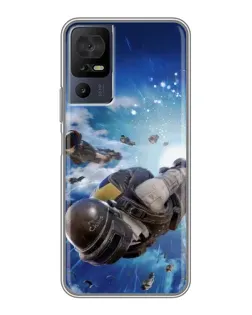 Чехол для Infinix Hot 70 с картинкой «Десант PUBG — прыжок»