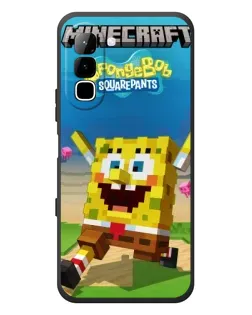 Чехол для Infinix Hot 70 с картинкой «Губка Боб Minecraft»