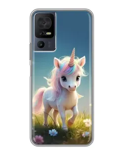 Чехол для Infinix Hot 70 с картинкой «Единорог на поляне»