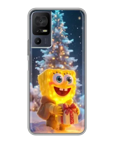 Чехол для Infinix Hot 70 с картинкой «Рождественский Спанч Боб»