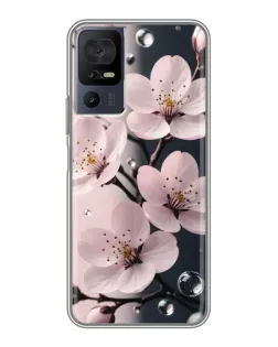 Чехол для Infinix Hot 70 с картинкой «Нежная сакура и капли»