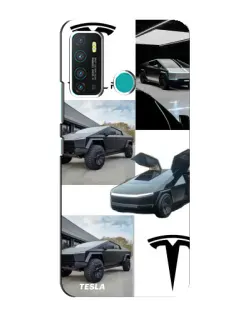 Чехол для Infinix Hot 9 / Hot 9 Pro с картинкой «Коллаж Cybertruck Tesla»