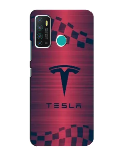 Чехол для Infinix Hot 9 / Hot 9 Pro с картинкой «Тесла красный карбон»