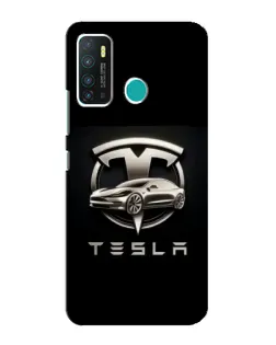 Чехол для Infinix Hot 9 / Hot 9 Pro с картинкой «Tesla — серебристое авто»
