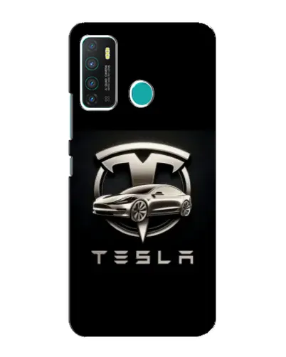 Чехол для Infinix Hot 9 / Hot 9 Pro с картинкой «Tesla — серебристое авто»