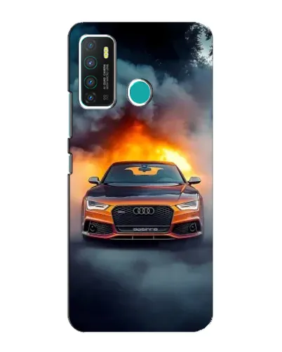 Чехол для Infinix Hot 9 / Hot 9 Pro с картинкой «Audi в огненном дыму»