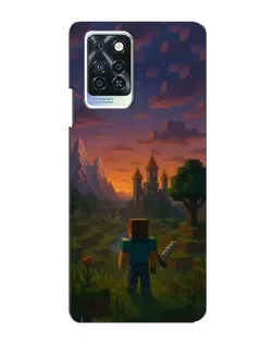 Чехол для Infinix Note 10 Pro с картинкой «Стив у башни»