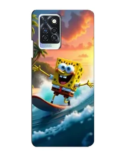Чохол для Infinix Note 10 Pro з картинкою «Губка Боб серфінгіст»