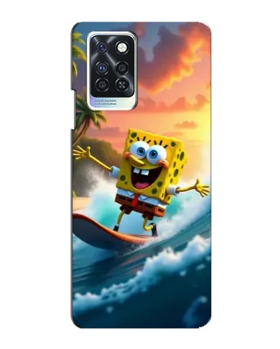 Чохол для Infinix Note 10 Pro з картинкою «Губка Боб серфінгіст»