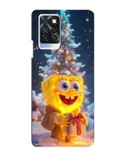 Чохол для Infinix Note 10 Pro з картинкою «Різдвяний Спанч Боб»
