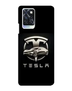 Чехол для Infinix Note 10 Pro с картинкой «Tesla — серебристое авто»