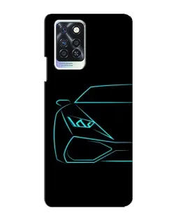 Чехол для Infinix Note 10 Pro с картинкой «Голубой силуэт Lamborghini»