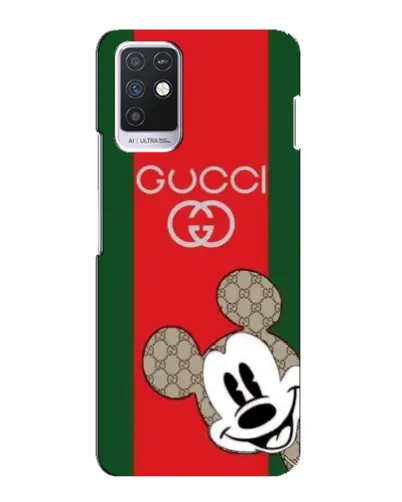 Чехол для Infinix Note 10 с картинкой «Gucci — полосы и Микки»