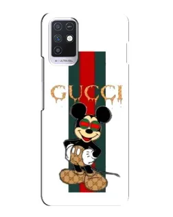 Чехол для Infinix Note 10 с картинкой «Микки Маус Gucci — полосы»