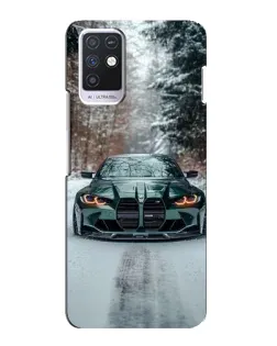 Чехол для Infinix Note 10 с картинкой «BMW в зимнем лесу»