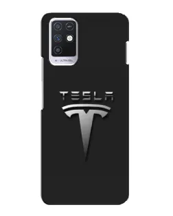 Чехол для Infinix Note 10 с картинкой «Стальной логотип Tesla»