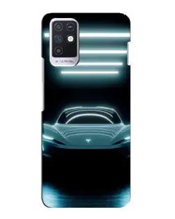 Чехол для Infinix Note 10 с картинкой «Tesla в неоне»