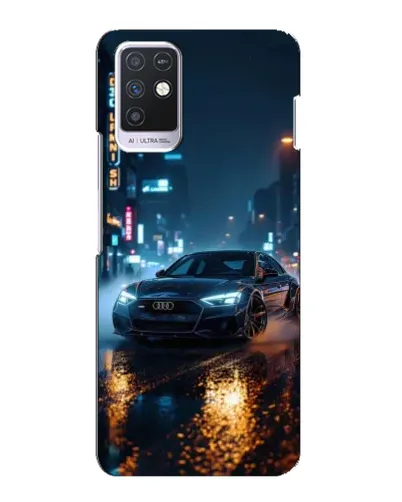 Чехол для Infinix Note 10 с картинкой «Ночной город и Audi»