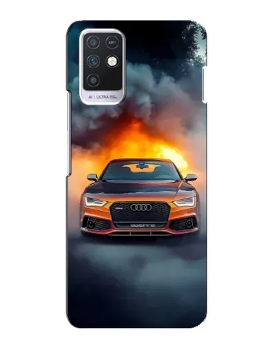 Чехол для Infinix Note 10 с картинкой «Audi в огненном дыму»