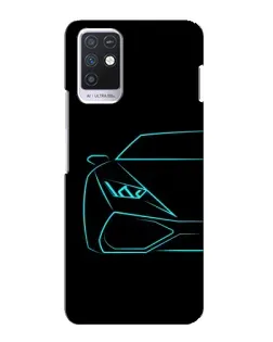 Чехол для Infinix Note 10 с картинкой «Голубой силуэт Lamborghini»