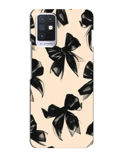 Чехол для Infinix Note 10 с картинкой «Паттерн черные банты»