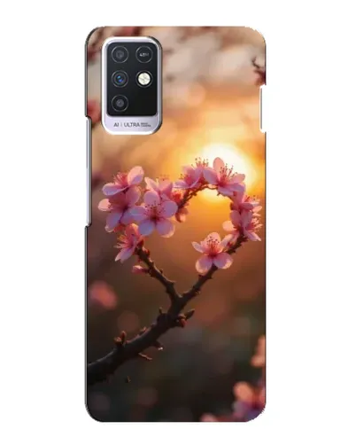 Чехол для Infinix Note 10 с картинкой «Розовый цвет сердце на фоне заката»