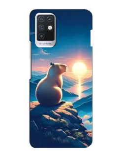 Чехол для Infinix Note 10 с картинкой «Закат солнца с капибарой»