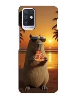 Чехол для Infinix Note 10 с картинкой «Капибара с пиццей»