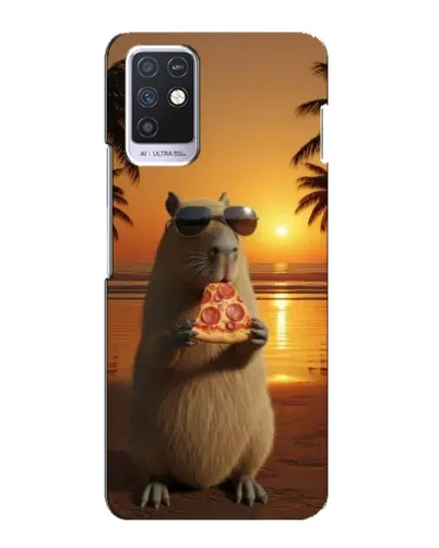 Чехол для Infinix Note 10 с картинкой «Капибара с пиццей»