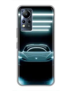 Чехол для Infinix Note 11 Pro с картинкой «Tesla в неоне»